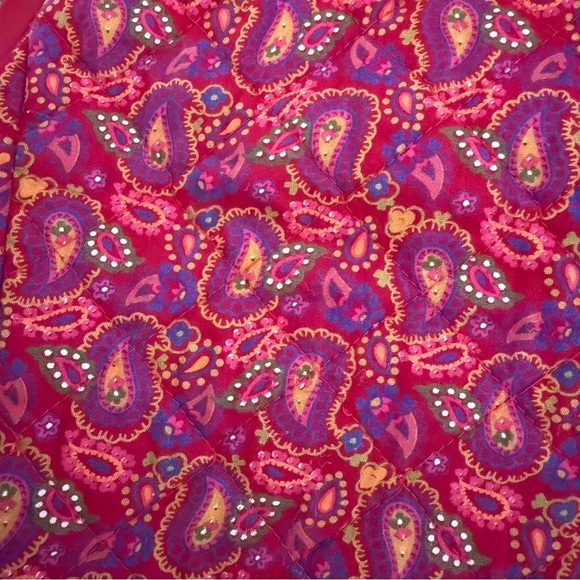 Vintage Liz Sport Medium Red Quilted Paisley Vest Waistcoat Top - Picture 2 of 5